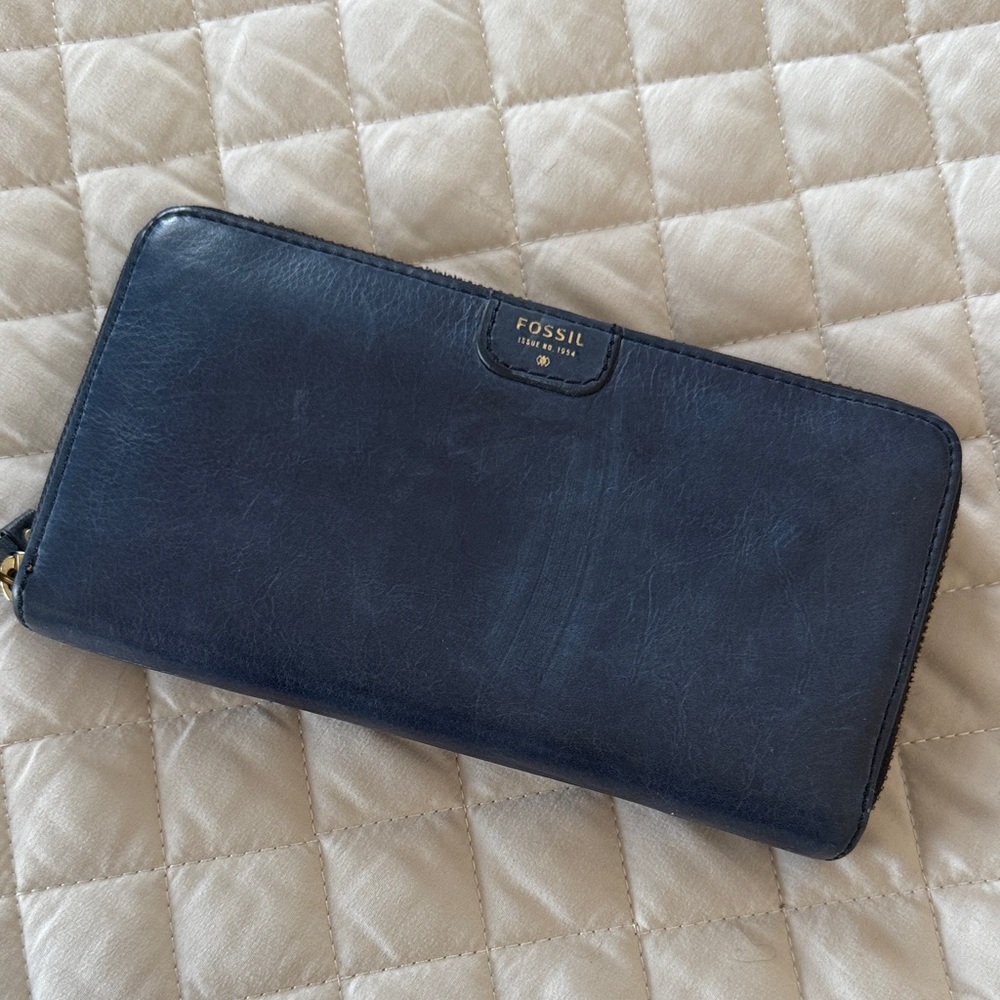 Fossil Blue Leather Wallet